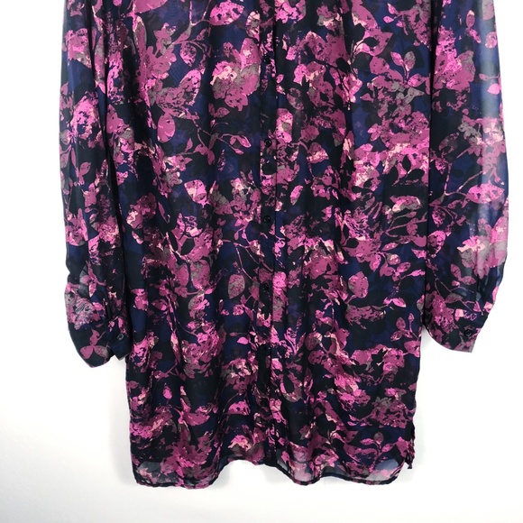 [AVA & VIV] Floral Button Up Tunic Top - Picture 3 of 8